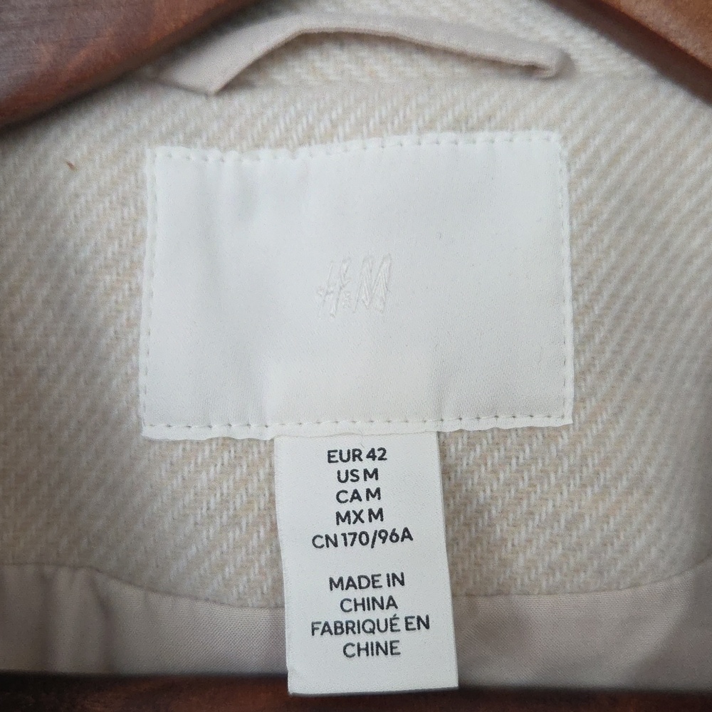 H&M Long Belted Coat, Cream, Size M - Picture 2 of 15